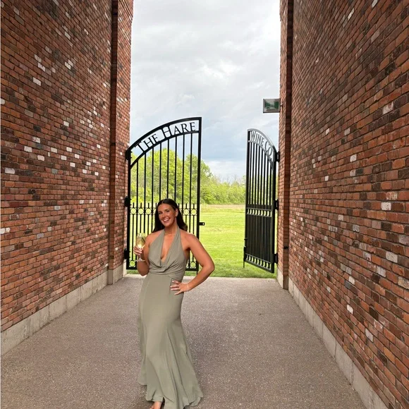 Reformation Green Halter Gown - Picture 3 of 4